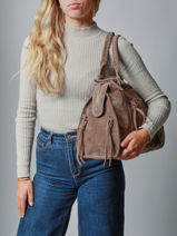 A4 Size Shoulder Bag Velvet Leather Milano Brown velvet VE24095-vue-porte