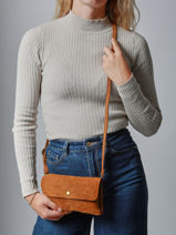 Sac Bandouli�re Velvet Cuir Milano Marron velvet VE23067-vue-porte