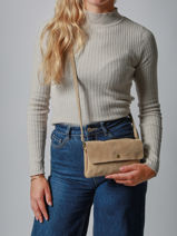Sac Bandoulire Velvet Cuir Milano Beige velvet VE23067-vue-porte