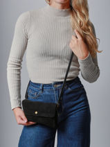 Shoulder Bag Velvet Leather Milano Black velvet VE23067-vue-porte
