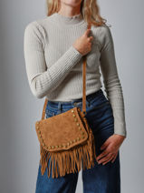 Sac Bandoulire Velvet Cuir Milano Marron velvet VE241115-vue-porte