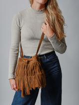 Crossbody Bag Velvet Leather Milano Brown velvet VE241116-vue-porte