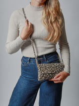 Shoulder Bag Velvet Leopardo Milano Brown velvet leopardo VL23067-vue-porte