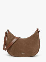 Sac Port� �paule Suede Cuir Lancaster Marron suede 82