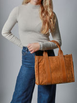 Satchel Velvet Caviar Milano Brown velvet caviar VC25063-vue-porte