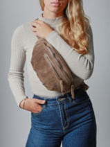 Belt Bag Leather Milano Beige velvet VE24119-vue-porte