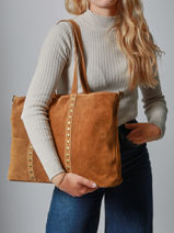 Shoulder Bag Velvet Milano Brown velvet VE24113-vue-porte