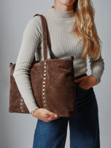 Sac Port paule Velvet Milano Marron velvet VE24113-vue-porte