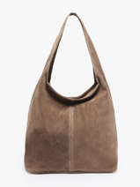 Sac Port� �paule Velvet Cuir Milano Beige velvet VE25065