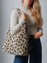 Shoulder Bag Velvet Leopardo Milano Beige velvet leopardo VL25065-vue-porte