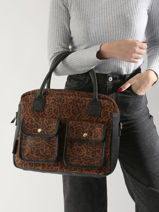 Sac Le Dandy Lopard Cuir Paul marius Marron leopard DANDYLEO-vue-porte