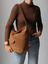 Sac Port paule Sudine Kba Lancaster Marron suedine kba 62-vue-porte
