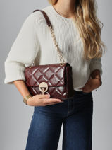 Large Quilted Leather Moon Shoulder Bag Vanessa bruno Brown moon 84V40329-vue-porte