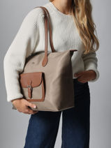 Shoulder Bag Kiana Nylon Hexagona Beige kiana 1720181-vue-porte