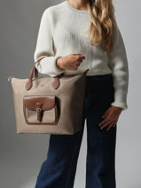 Handbag Kiana Nylon Hexagona Beige kiana 1720182-vue-porte