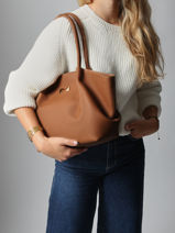 Sac Port paule Galate Cuir Nathan baume Marron nymphea 3-vue-porte