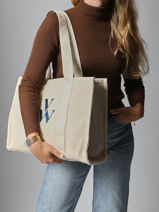 Sac Port paule Cabas Coton Vanessa wu Beige cabas MA0135-vue-porte