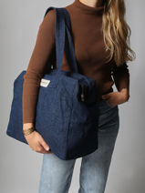 Shoulder Bag Clestins Recycled Coton Rivedroite Blue timeless CELESTIM-vue-porte