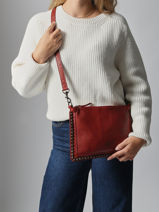 Leather Crossbody Bag Heritage Biba Brown heritage POR2L-vue-porte