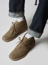 Boots Desert In Leather Clarks Green men 26183838-vue-porte