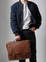 Business Bag Basilic pepper Brown traveler BTRA02-vue-porte