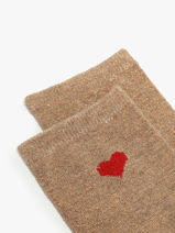 Chaussettes Femme Lurex Heart Pieces Beige socks women 17159116-vue-porte