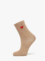 Chaussettes Femme Lurex Heart Pieces Beige socks women 17159116