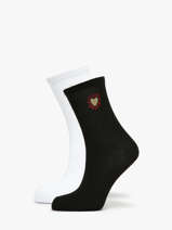 Chaussettes Femme Heart 2 Paires Pieces Noir socks women 17108765