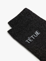 Chaussettes Femme Ttue Long Glitter Pieces Noir socks women 17162499-vue-porte