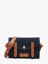 Le Mini Indispensable Denim Brut Crossbody Bag Paul marius Blue denim brut MINIDEB