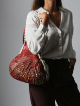 Longchamp Le pliage filet crochet Hobo bag Red-vue-porte