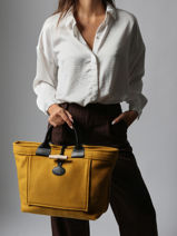 Longchamp Le roseau toile duffle coat Sacs port main Jaune-vue-porte