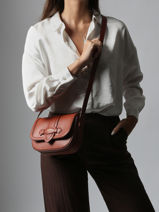 Shoulder Bag Sienna Leather Lancel Red sienna A13718-vue-porte