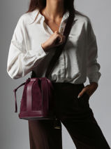 Small Leather Elles Bucket Bag Lancel Violet elles A13359-vue-porte