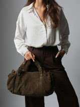 Sac Port� �paule Folk Cuir Gerard darel Vert folk DCS01407-vue-porte