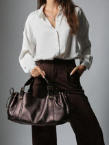 Sac Port paule Gun Metal Cuir Gerard darel Marron gun metal DCS01446-vue-porte