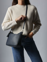 Sac Bandouli�re Grained Flora & co Bleu grained F8575-vue-porte