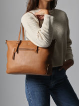 Sac Port paule Zip Lulu castagnette Marron zip ZAHERE-vue-porte