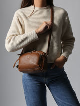 Shoulder Bag Zip Lulu castagnette Brown zip ZITA-vue-porte