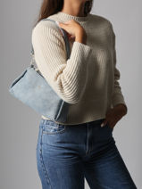 Sac Port paule Logo Denim Coton Calvin klein jeans Bleu logo denim 4F3222G-vue-porte