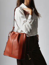 Sac Bandoulire Elles Cuir Lancel Rouge elles A13980-vue-porte