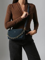 Shoulder Bag Vintage Leather Mila louise Blue vintage 23673V-vue-porte