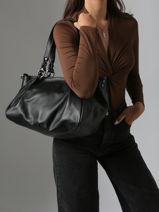 Shoulder Bag Vintage Leather Mila louise Black vintage 3826C-vue-porte