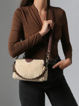Shoulder Bag Vintage Leather Mila louise Beige vintage 23673TC-vue-porte