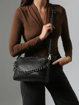 Shoulder Bag Vintage Leather Mila louise Black vintage 23673LE-vue-porte