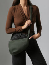 Leather Crossbody Bag Large City Perle Nathan baume Green n city 1-vue-porte