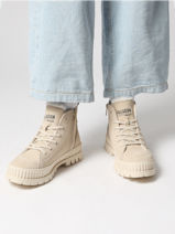 Bottines En Cuir Palladium Beige women 74353210-vue-porte