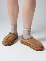 Slippers In Leather Ugg Beige women 1174470-vue-porte