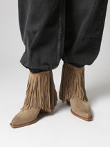 Santiago Boots In Leather Metisse Beige women XD2125-vue-porte