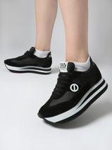 Platform Sneakers Flex M Jogger In Leather No name Black women IMN60415-vue-porte